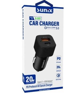 Sunix S-322 20W Araç Şarj Başlık Kiti