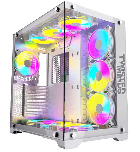 TWISTER MINDS OYUNCU KASASI TM1-W-S BULLET-07 ORTA TEMPERLİ CAM MİD TOWER BEYAZ