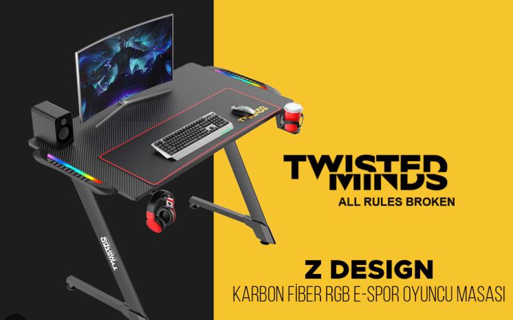 TWİSTED MİNDS Z DESİNG KARBON FİBER RGB OYUNCU MASASI